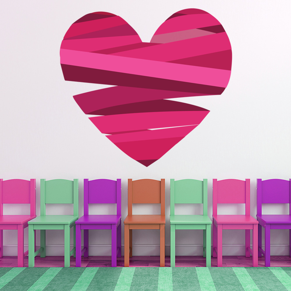 Pink Ribbon Love Heart Wall Sticker | Icon Wall Stickers
